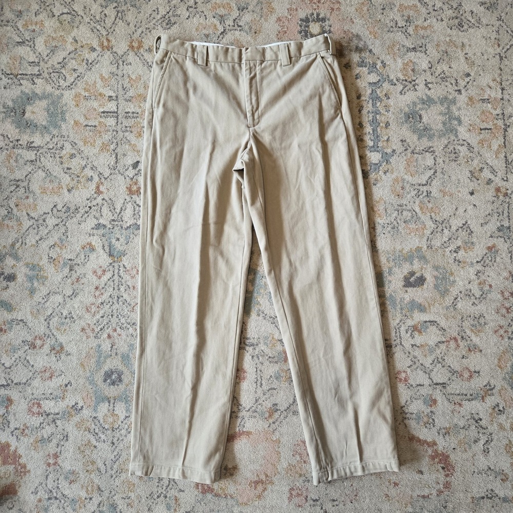 L.L. Bean Mens Classic Fit Khaki Thick Chino EUC 38x34 Flat Front Tan